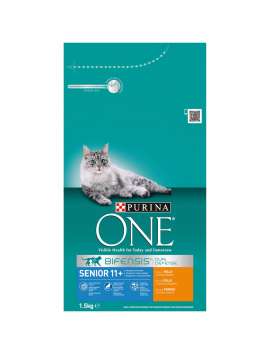 PURINA ONE Gato Senior 11+ rico en Pollo y Cereales Integrales 1,5kg